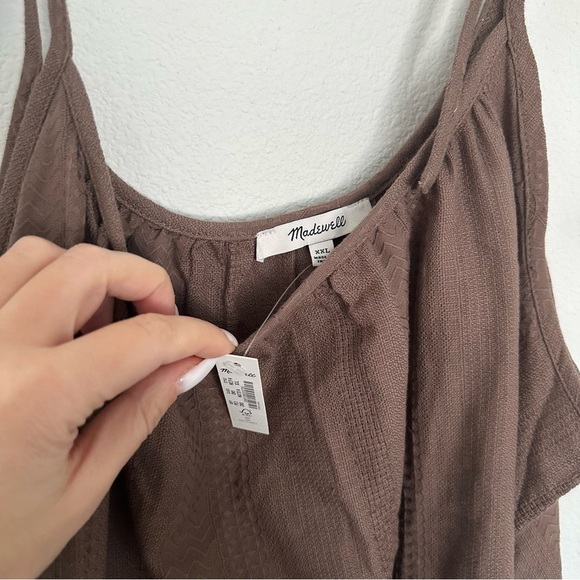 Madewell Lightestspun Tie-Strap Ruffle-Hem Cover-Up Dress Size XXL Castle Rock - Picture 6 of 10